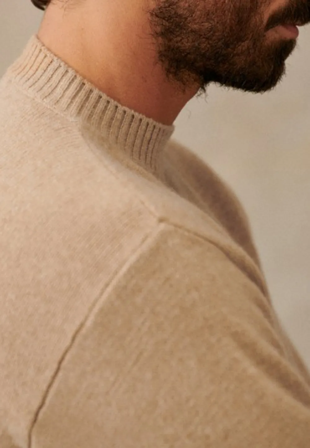 Light Beige Solid Knit Crew Neck Sweater