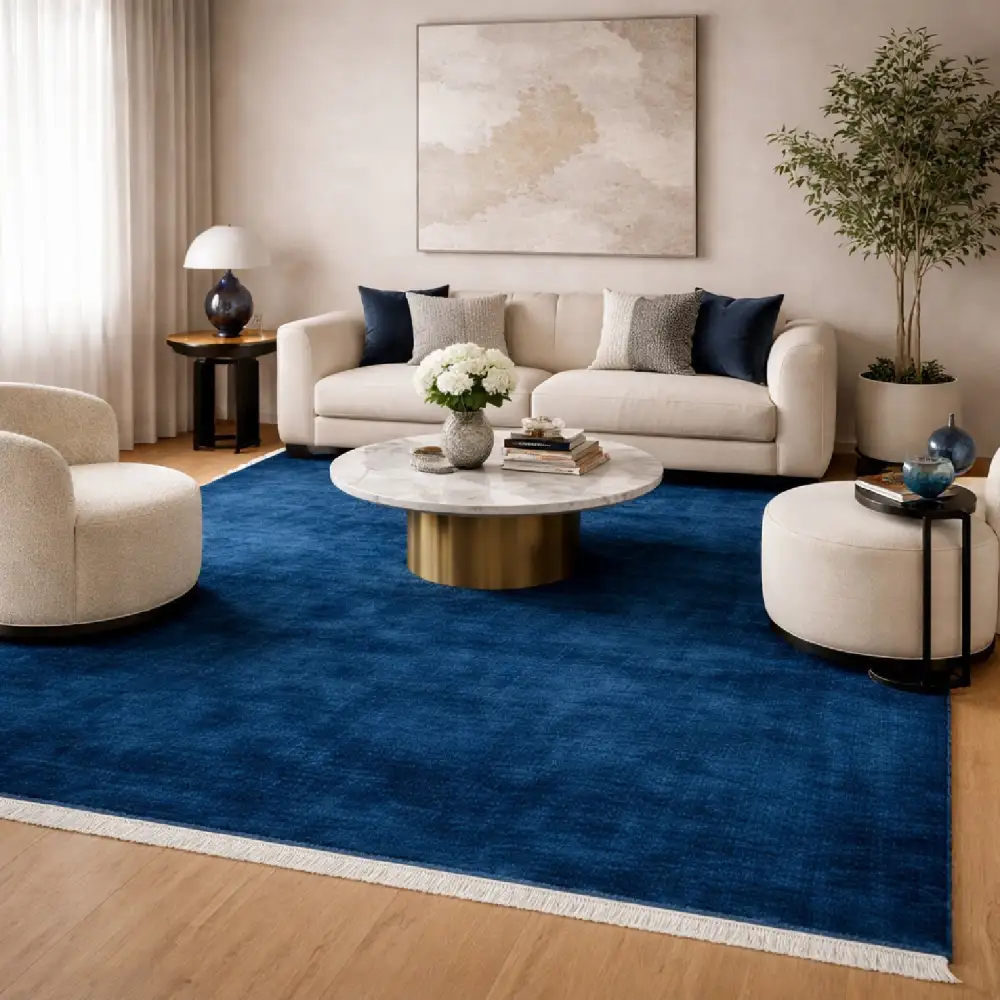 Hand-Loomed Wool Fringe Square Carpet