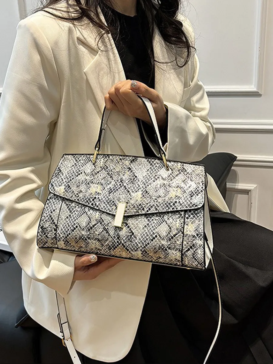 Penelope Snakeskin-Patterned Handbag