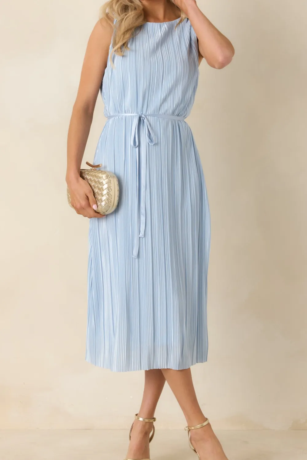 Pleated Afterglow Midi Dress