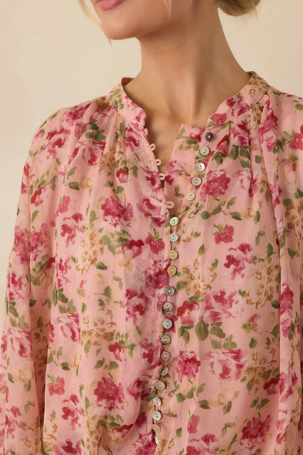 Floral Where Button Front Blouse