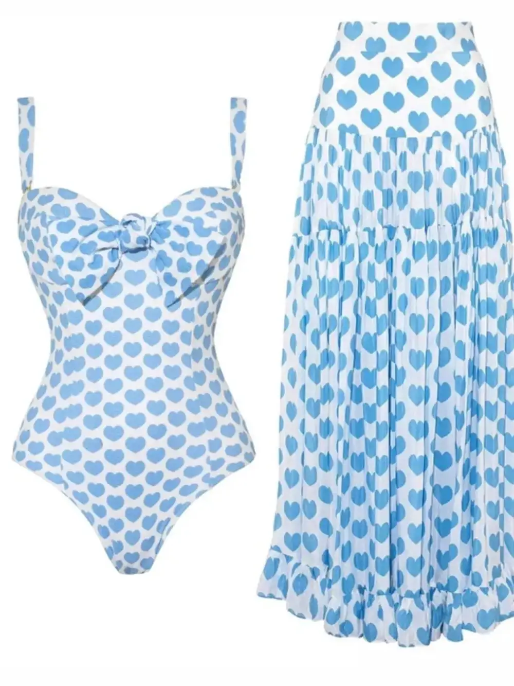 Printed One Piece Skirt Swim Dress