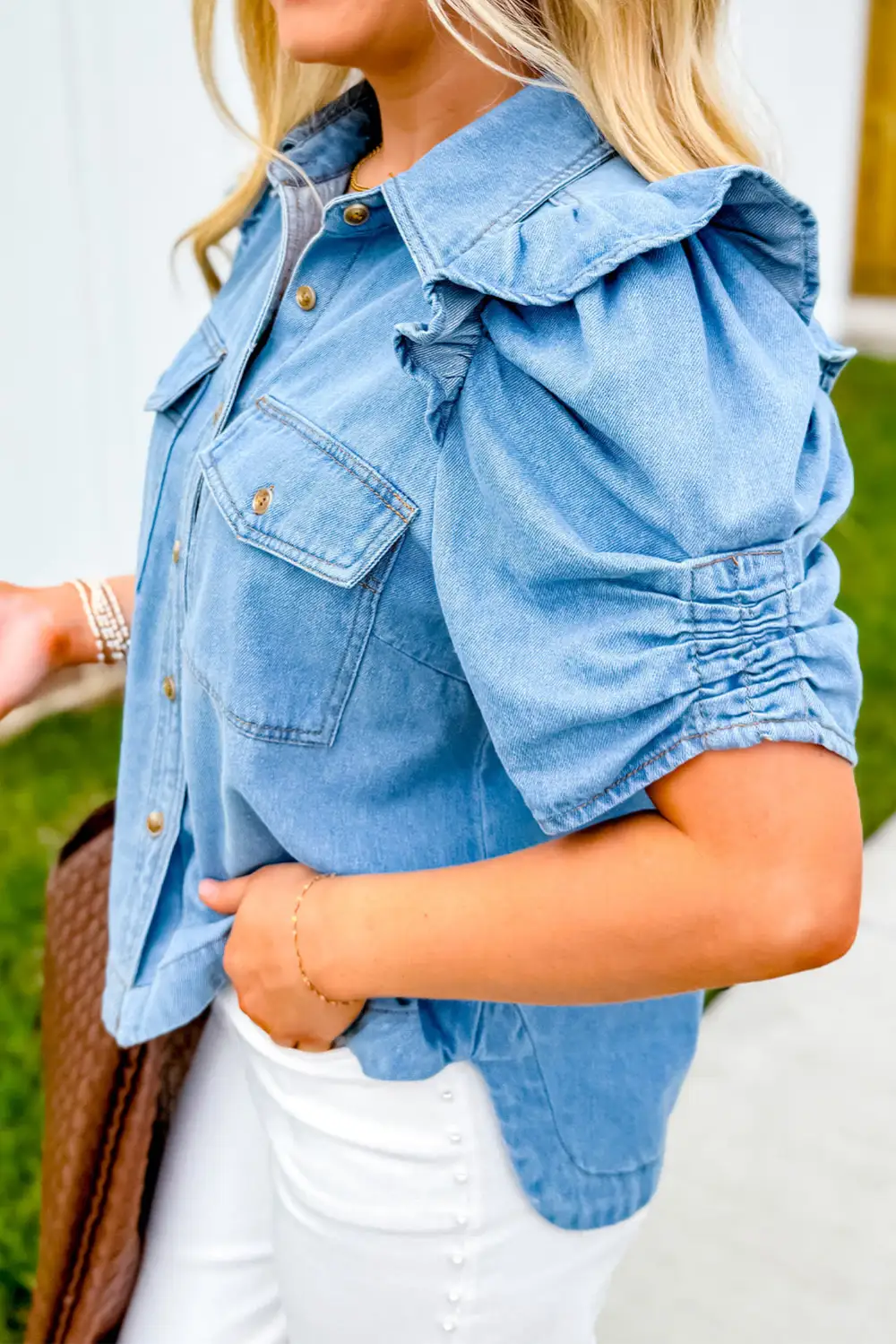 Ruffled Puff Sleeve Shirt Blouse