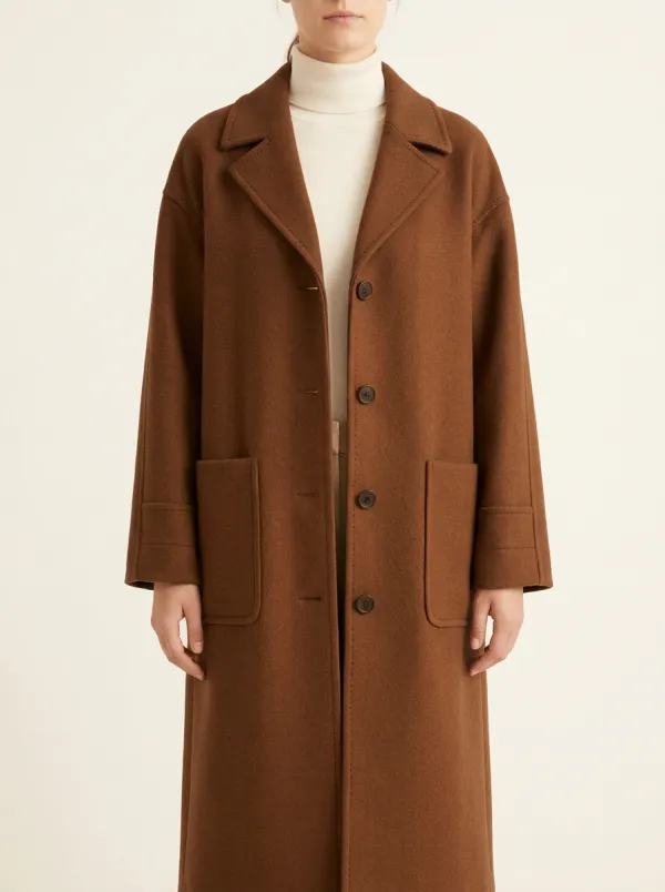 Relaxed Design Wool-Blend Outerwear Coat