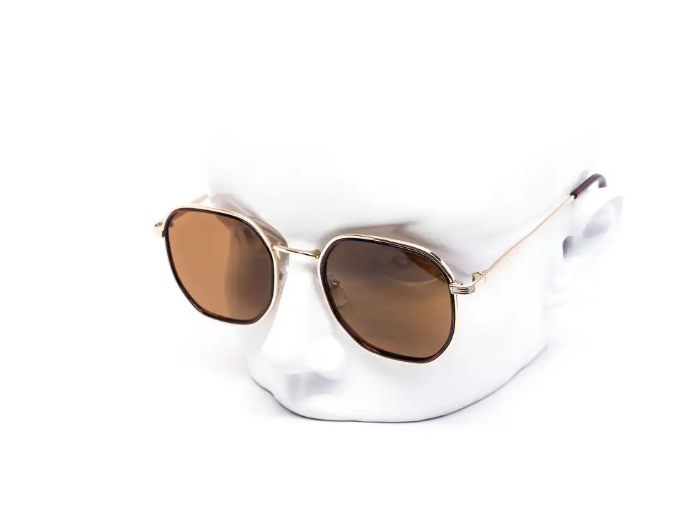 Twelve-Piece Minimalist Metal Hexagon Dark Lens Sunglasses
