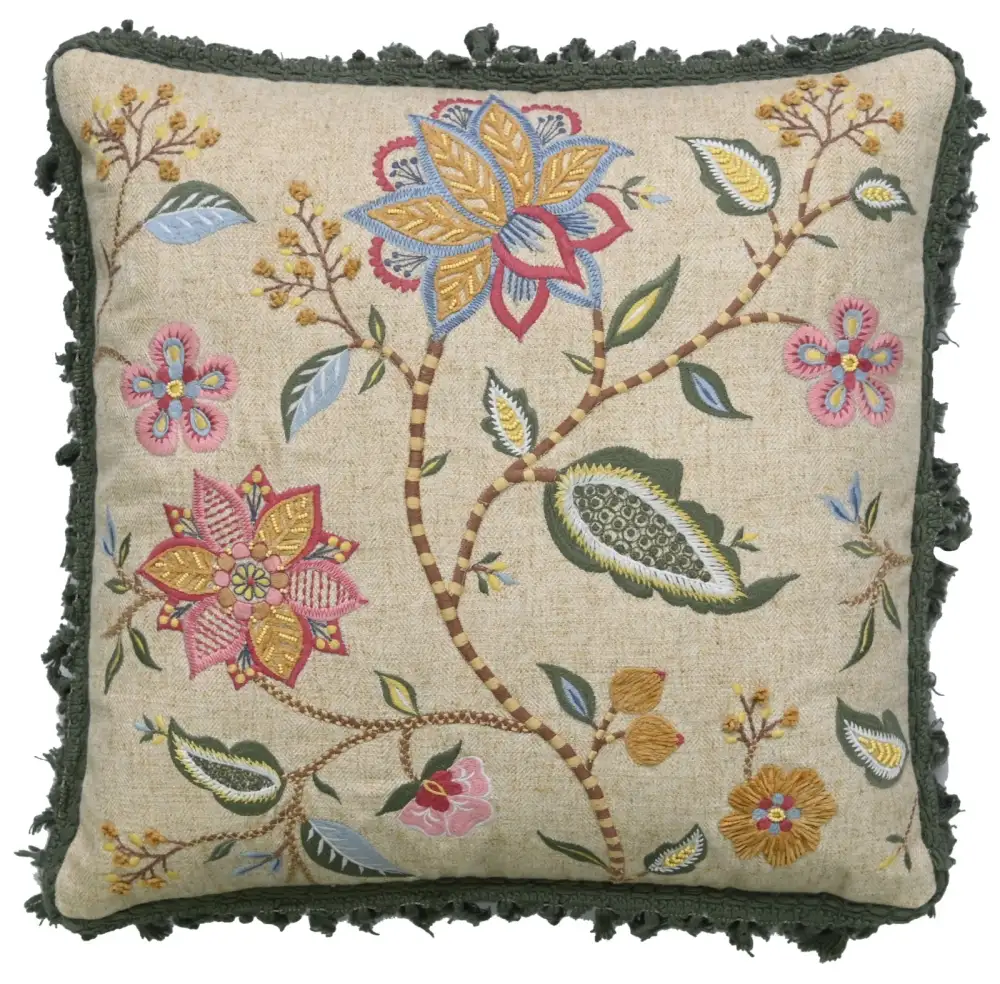 Paisley Textured Cotton Linen Decorative Cushion Cover
