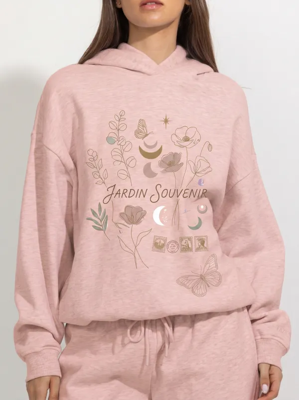 Women's Jardin Souvenir Floral Butterfly Moon Printed Hoodie