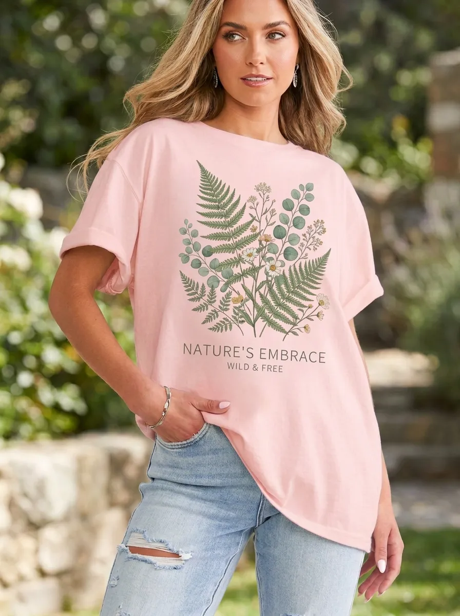 Women's Nature Lover Fern Eucalyptus Printed T-shirt