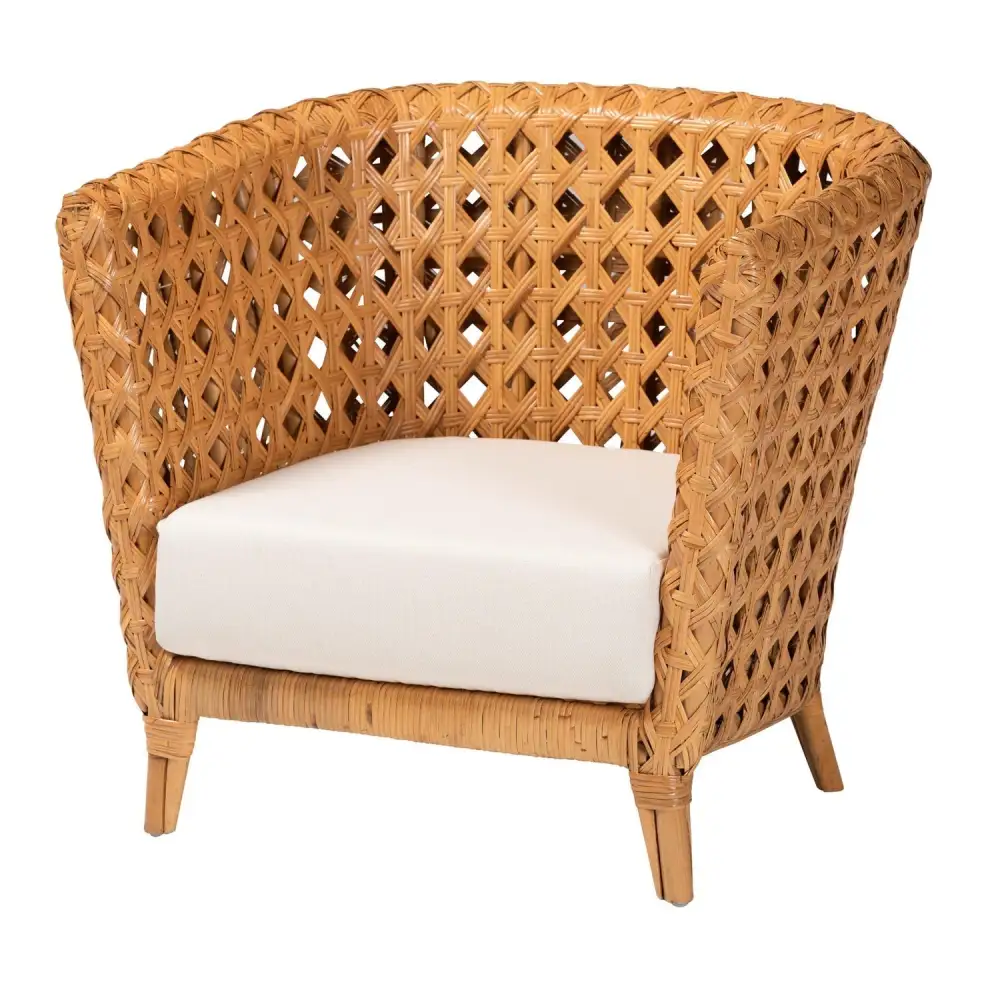 Diamond-Weave Rattan Accent Chair