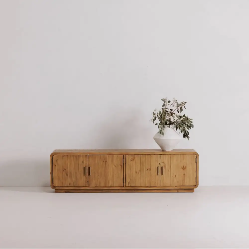 Pine Four-Door Media Cabinet