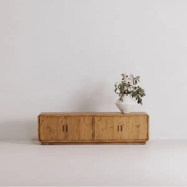 Pine Four-Door Media Cabinet