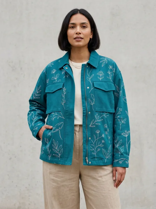 Women's Camden Botanical Floral Line-Art Pattern Jacket