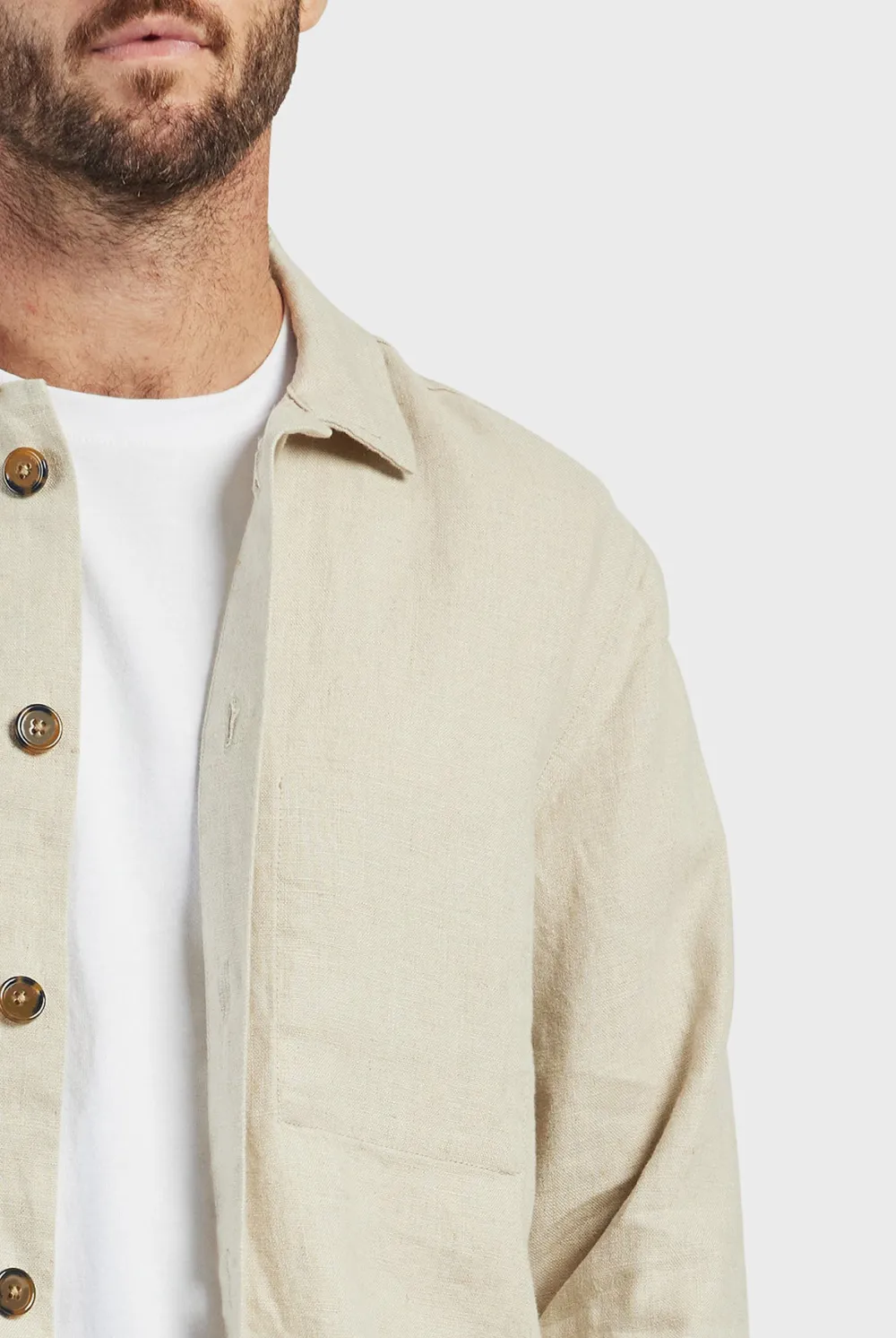 Casual Linen Overshirt- Navy