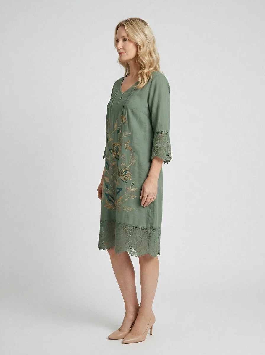 Women's Summer Vacation Floral Embroidery Lace Trim Printed Dress