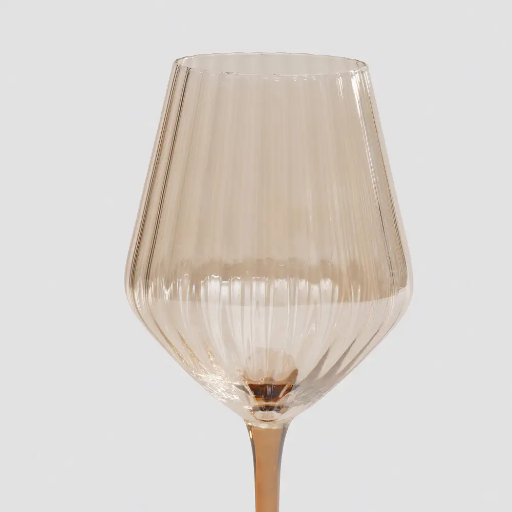 Amber Ribbed Wine Glass Set
