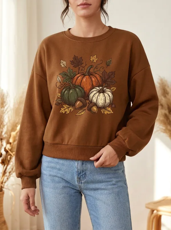 Clean Printed Acorn Graphic Sweatshirt