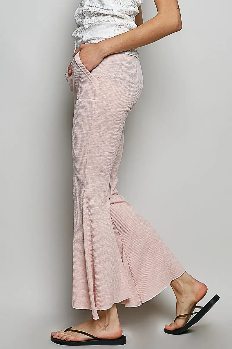 Drawstring Textured Ribbed Knit Pants