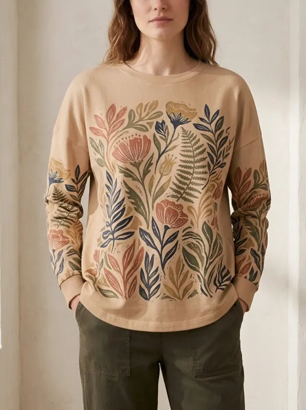 Botanical Nature Lover Floral Block Sweatshirt