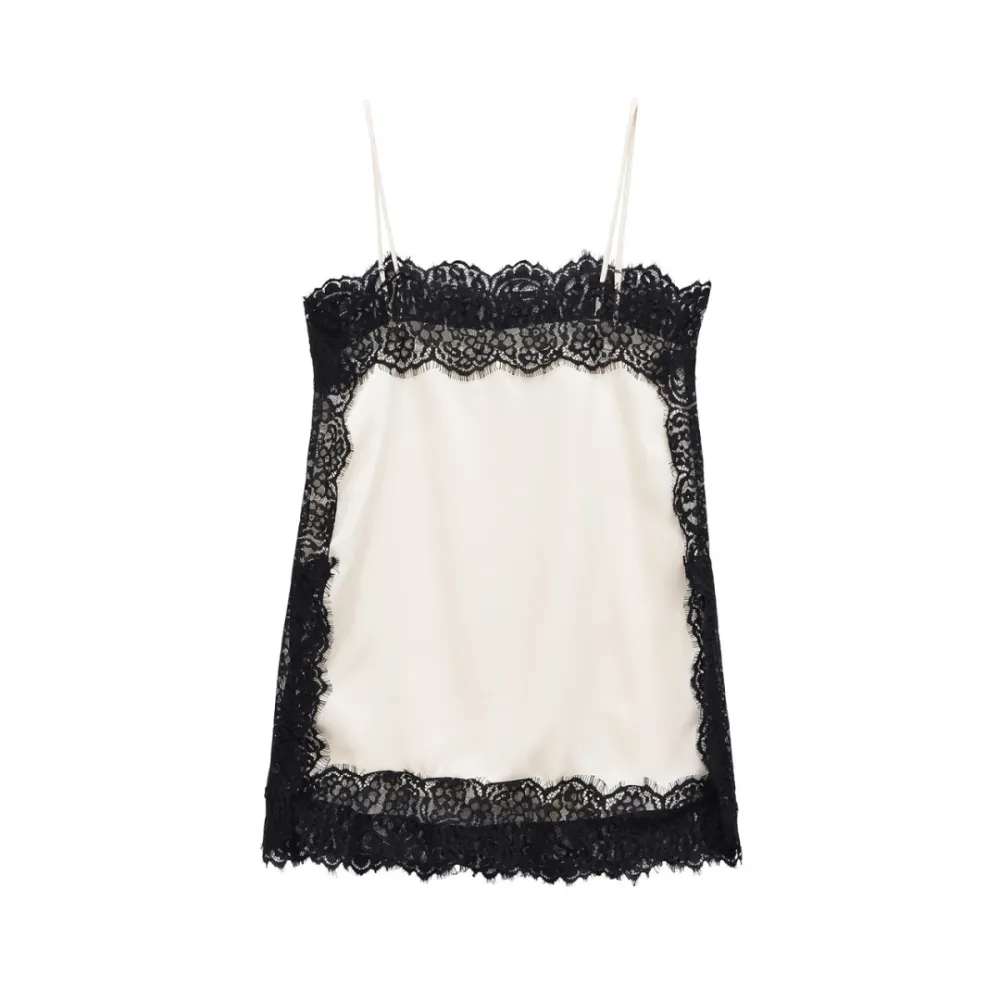 Fitted Lace Trim Satin Camisole