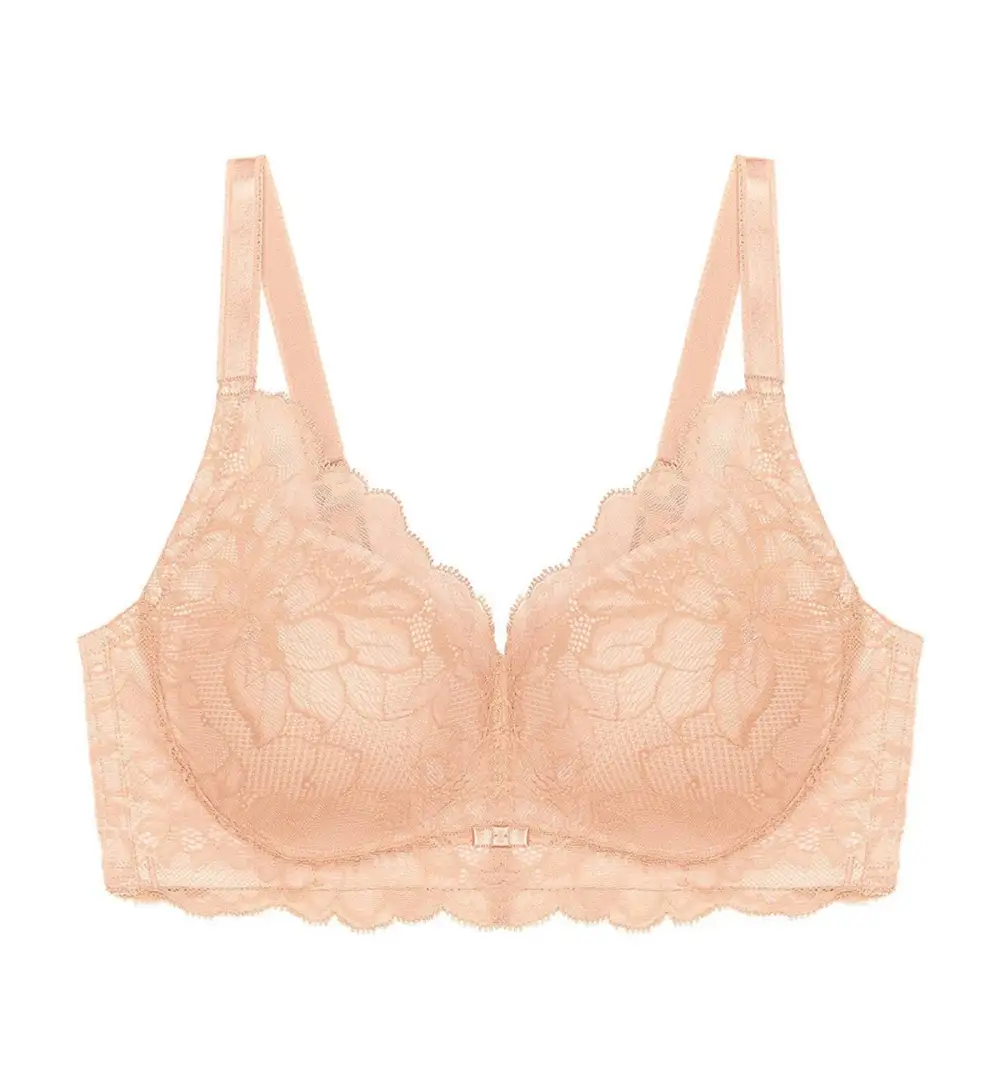 Women's Smooth-Fit Non-Wired Deep-V Padded Lace Molded Bra
