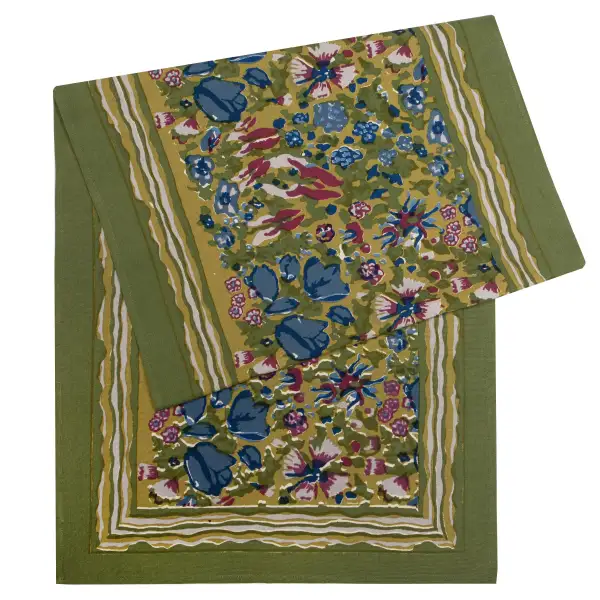 Verdant Garden Watercolor Table Runner
