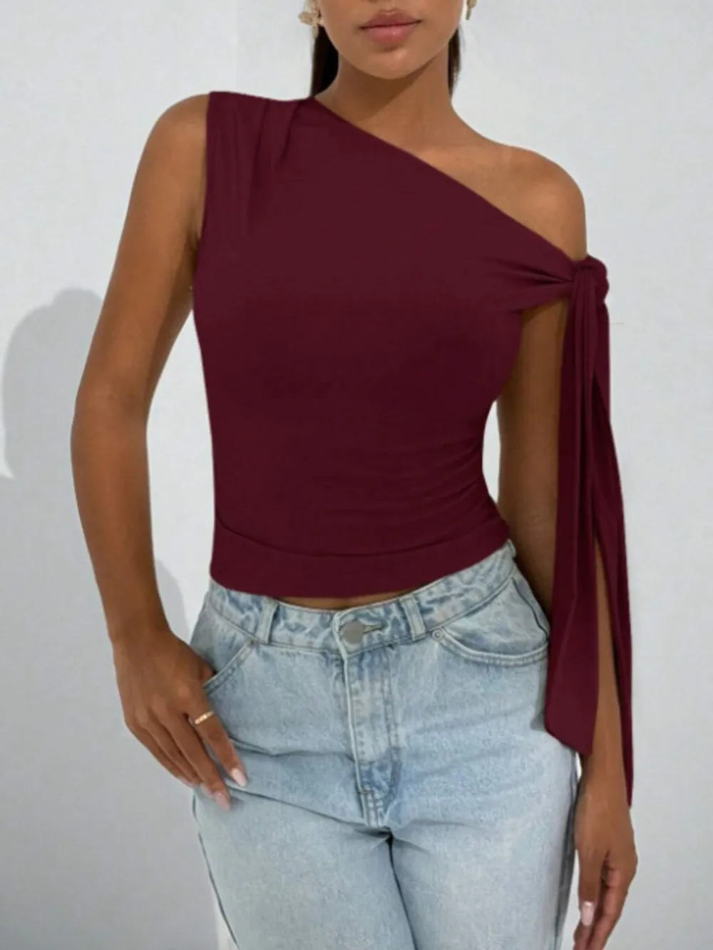 One Shoulder Tie Detail Cami Top