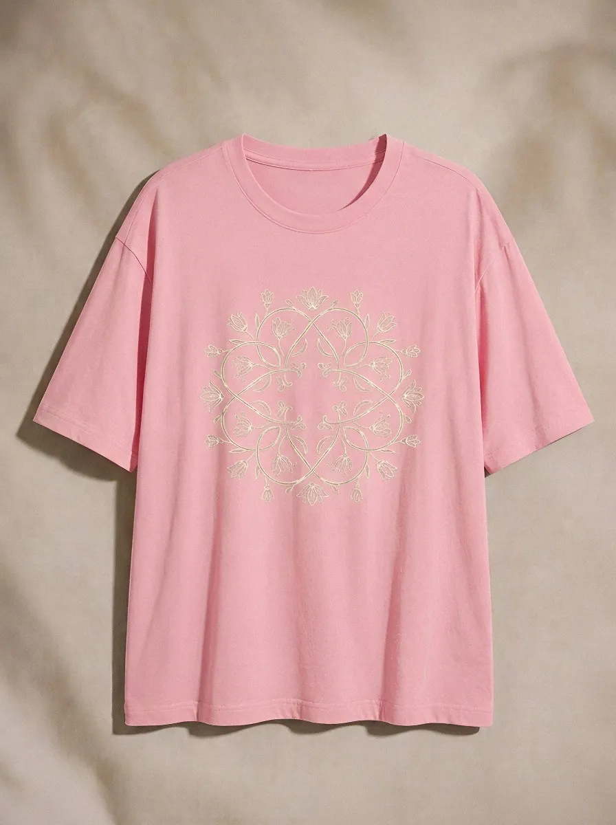 Unisex Floral Mandala Geometric Printed T-shirt