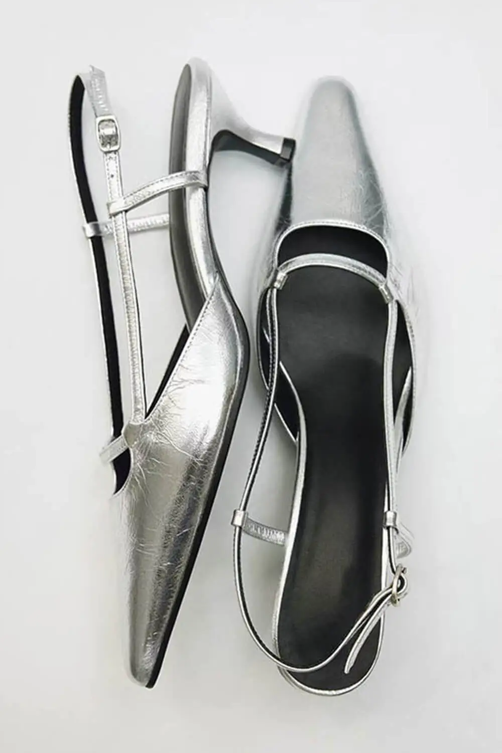 Faux Leather Pointed Toe Slingback
