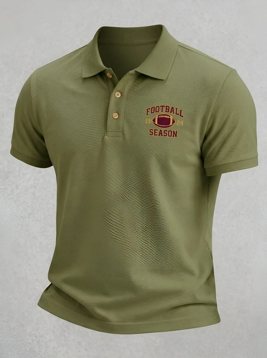 Men's American Football Season Logo Printed Polo Shirt