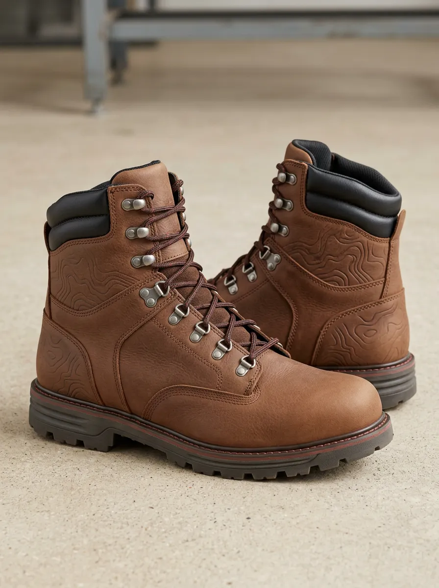 Unisex Outdoor Hiking Lover Topographic Map Print Work Boots