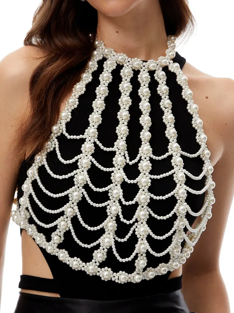 Matilda White Faux Pearl Body Chain