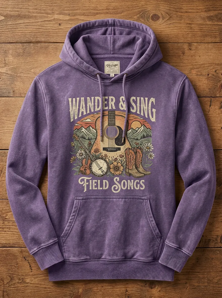 Guitar Banjo Cowboy-Boot Unisex Country Music Pullover Hoodie