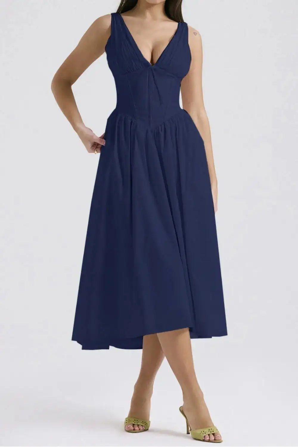 Modern V Neck Sleeveless Casual Dress