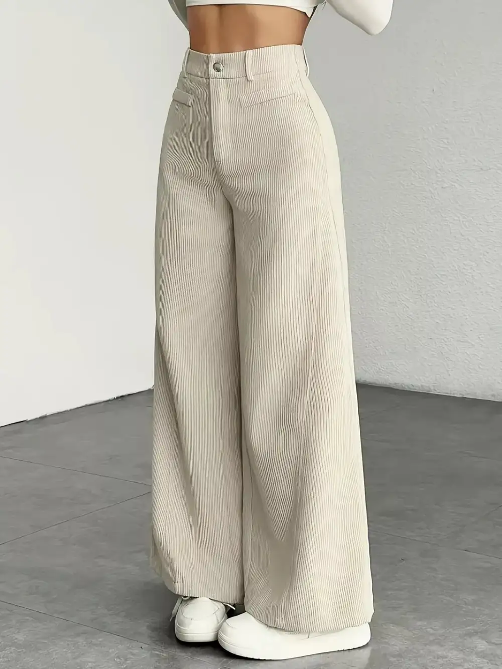 Wide Leg High Waist Corduroy Pants