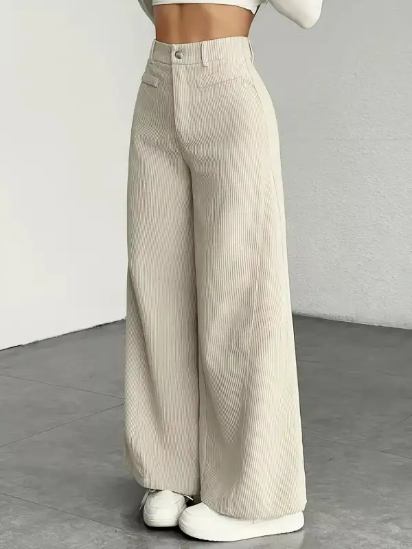Wide Leg High Waist Corduroy Pants