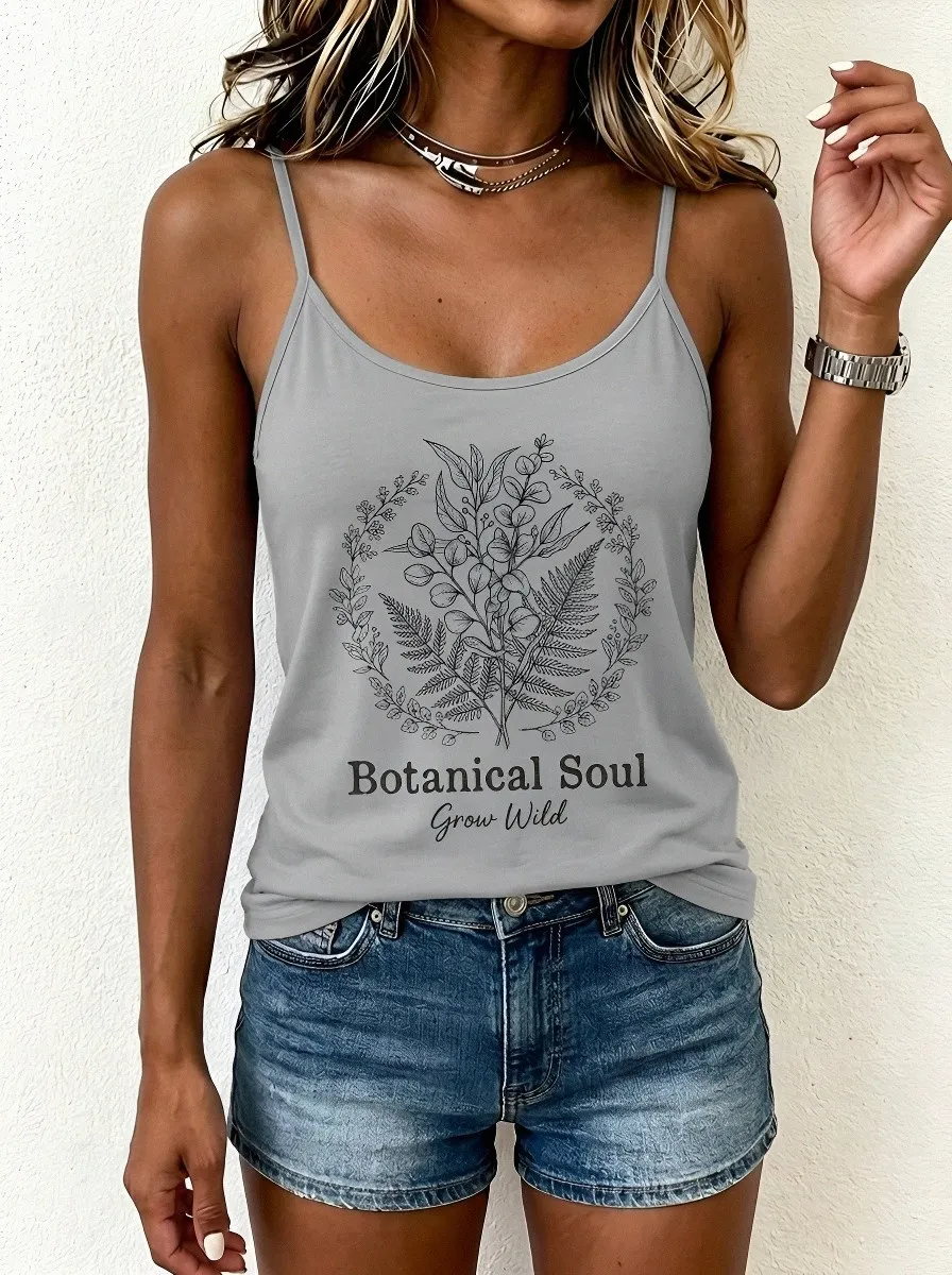 Women's Botanical Soul Nature Lover Fern Printed Tank Top