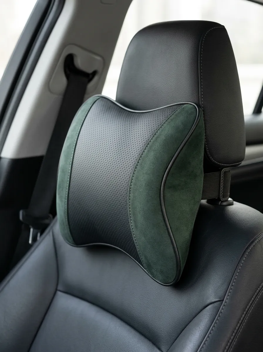 Perforated Suede-Texture Automotive Neck Support Pillow