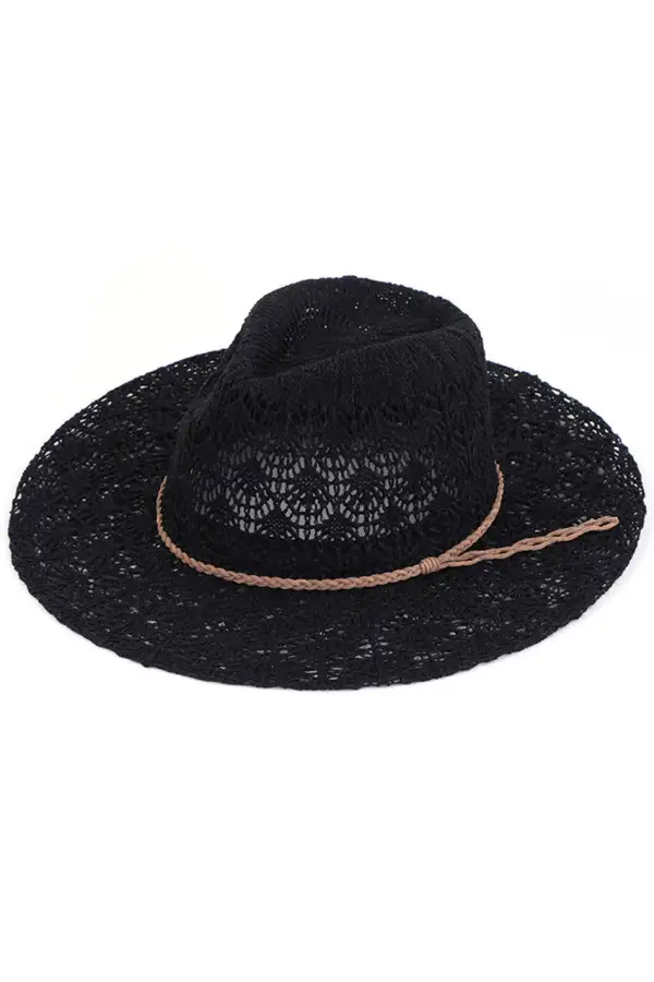 Horseshoe Lace Knitting Wide Brim Hat