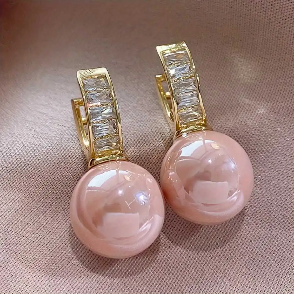 Women's Hoop Earrings Imitation Pearl And Zirconia