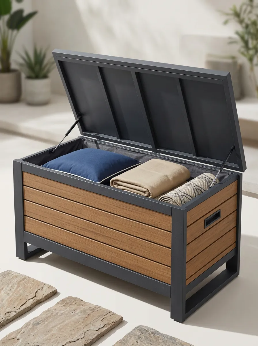 Modern Wood Metal Garden Storage Box