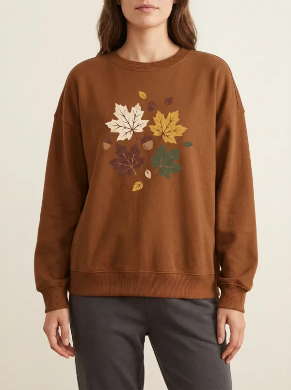 Classic Form Maple-Leaf Printed Acorn Graphic Sweatshirt