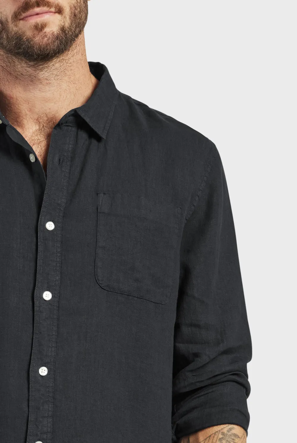 Micro Print Linen Blend Casual Button Up Shirt