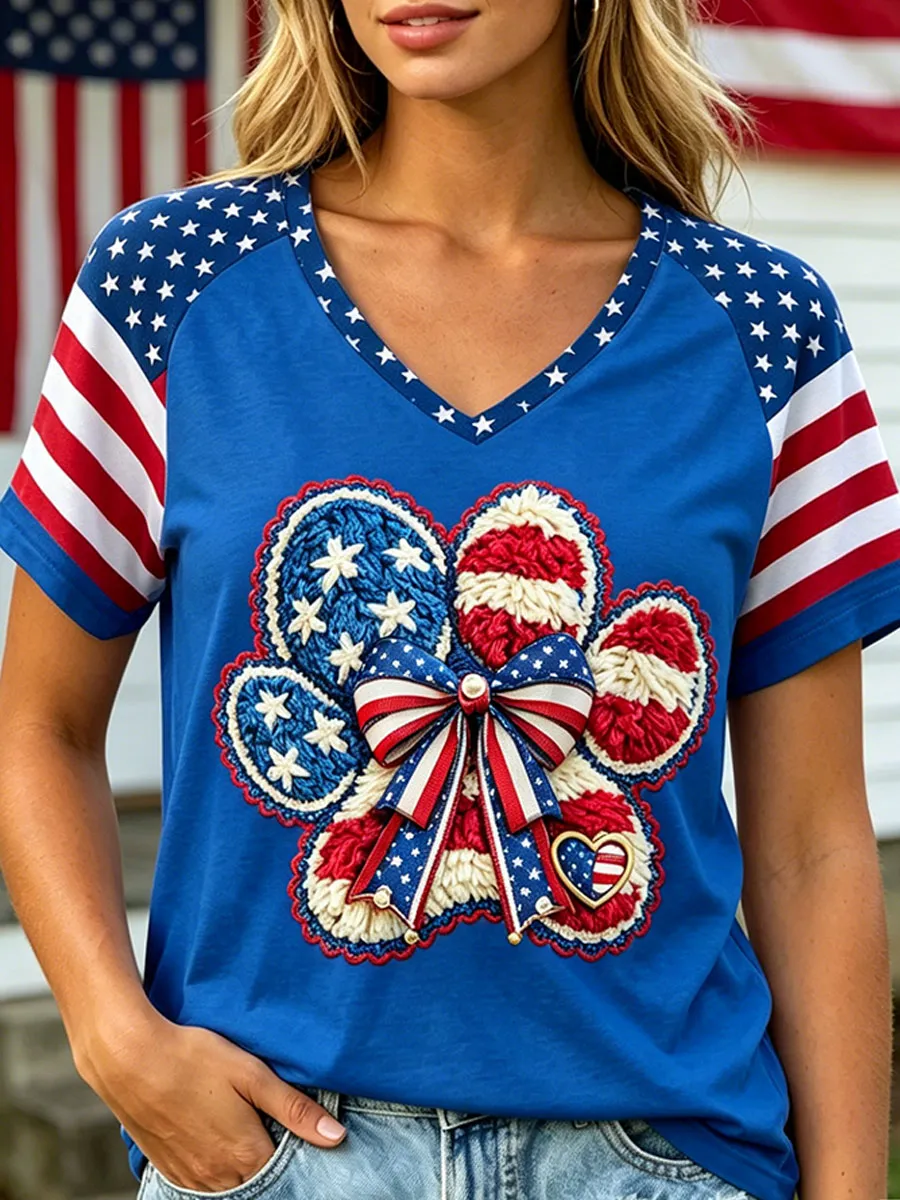 Women's USA 250th Anniversary Puppy Print T-Shirt