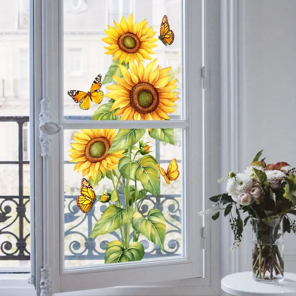 Sunflower & Butterfly Window Decal