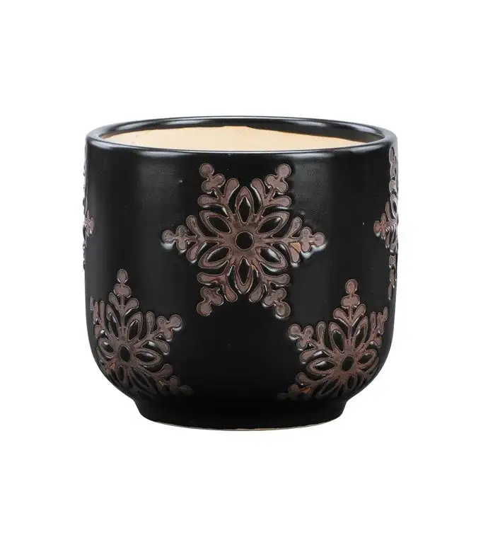 Rustic Snowflake Ceramic Planter