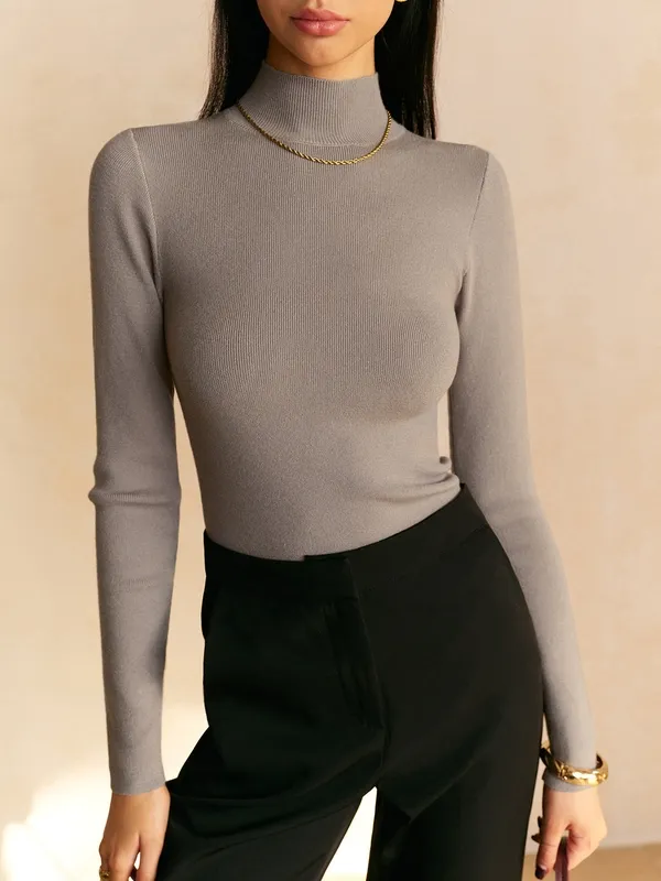 Spring Comfortable Mock High-Neck Top