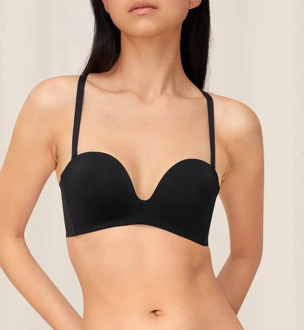 Women's Clean-Line Non-Wired Strapless Push-Up Detachable-Pad Lace Bra