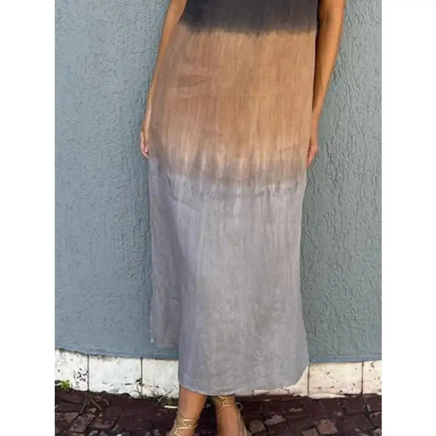 Full Size Sleeveless Gradient Tank Midi Dress Plus Size