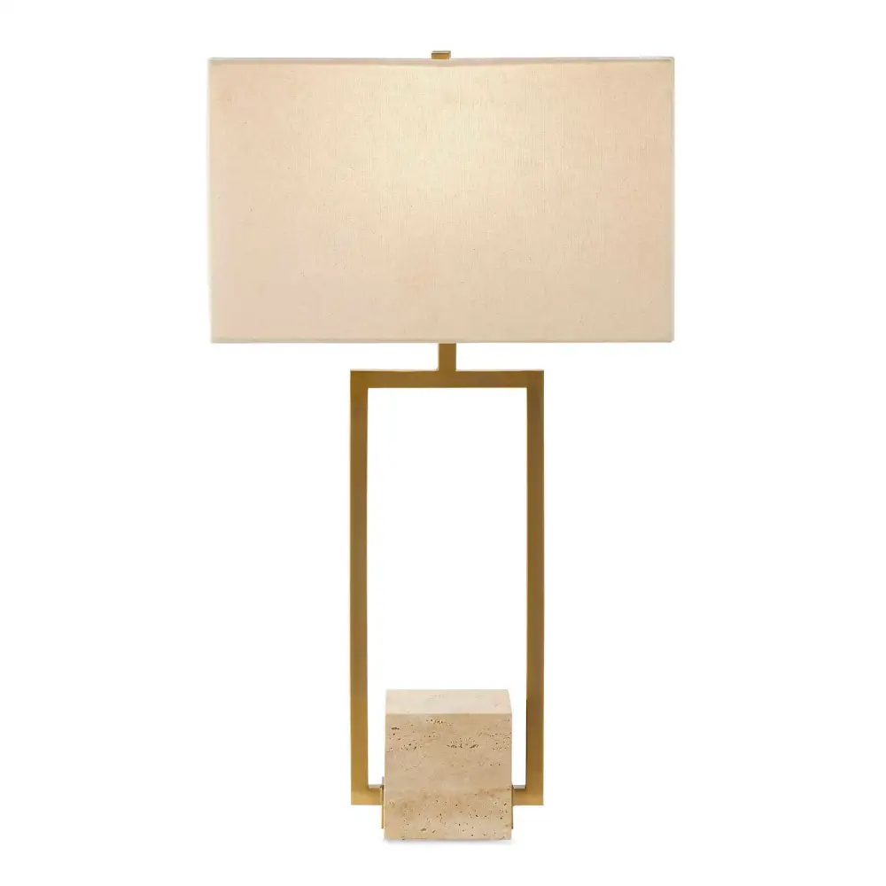 Framed Travertine Table Lamp