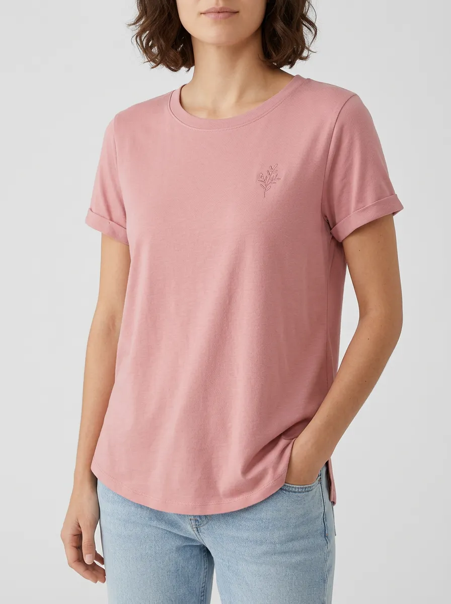 Women's Minimalist Botanical Leaf Printed T-shirt